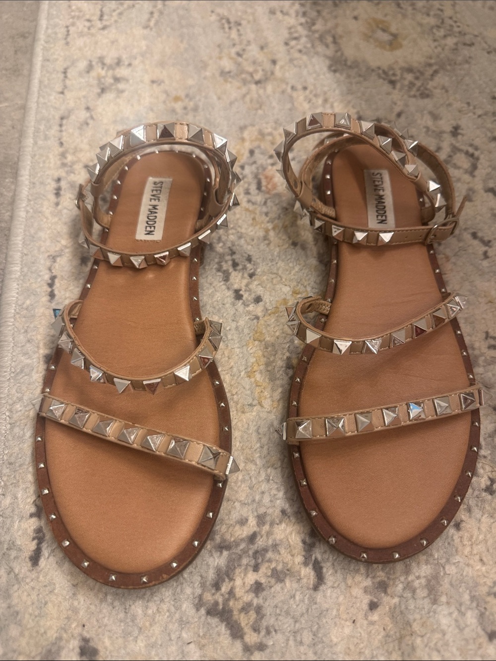 Steve Madden Brown Studded Strappy Gladiator Sandals